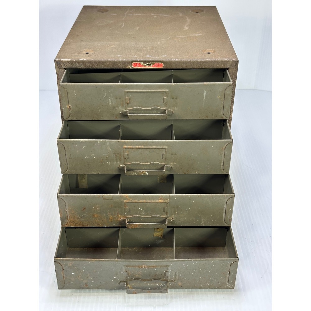 Vintage Union Chest Metal 4 Drawer Industrial Storage Cabinet Olive Green 469